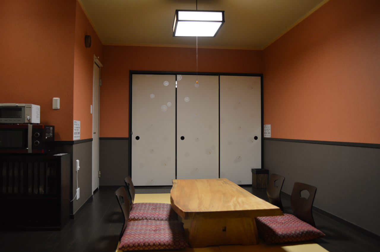 Chic dining area with high-end kitchen in Ougi-An